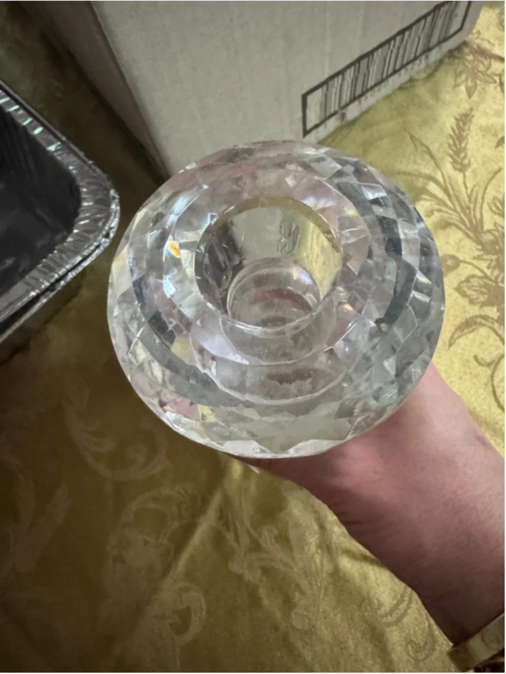 Vintage Crystal Candle Holder Clear One Size